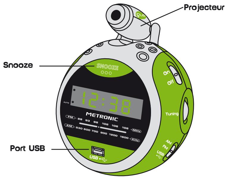 METRONIC RADIO REVEIL PROJECTION HEURE - 2