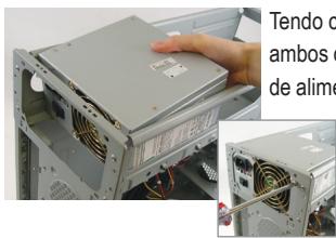 GIGABYTE GA-B85M-D3V - Preparação da caixa e instalação da fonte de alimentação - 1