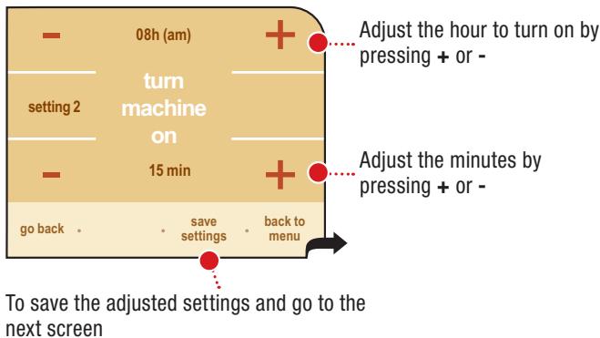 SAECO PRIMEA TOUCH PLUS CAPPUCCINO - Setting an interval for turning on the machine - 2