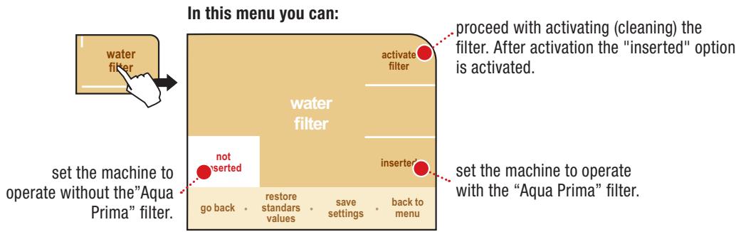 SAECO PRIMEA TOUCH PLUS CAPPUCCINO - "AQUA PRIMA FILTER" MENU - 1
