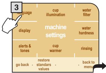 SAECO PRIMEA TOUCH PLUS CAPPUCCINO - SETTING THE LANGUAGE AND THE CLOCK - 3