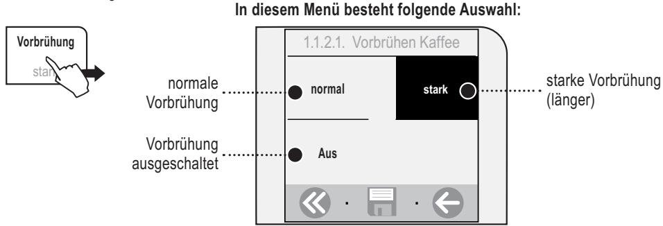 SAECO TALEA TOUCH - EINSTELLUNG «VORBRÜHUNG» - 1