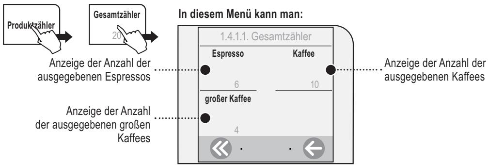 SAECO TALEA TOUCH - MENU «GESAMTZÄHLER» - 1