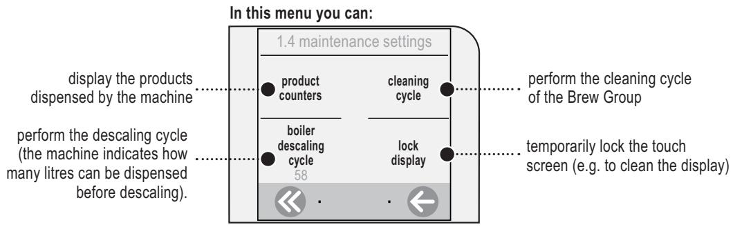 SAECO TALEA TOUCH - MAINTENANCE SETTINGS - 1