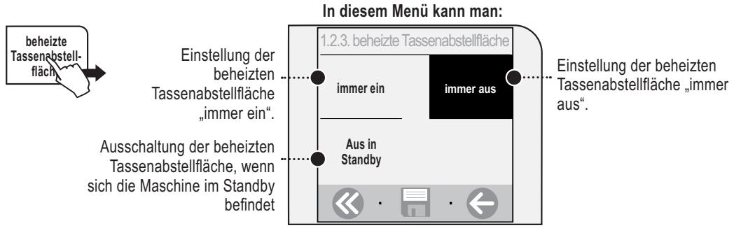 SAECO TALEA TOUCH - MENU «BEHEIZTE TASSENABSTELLFLÄCHE» - 1