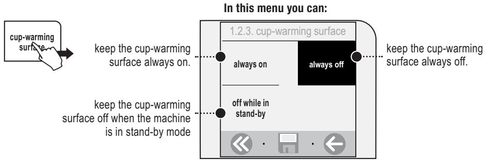 SAECO TALEA TOUCH - «CUP-WARMING SURFACE» MENU - 1