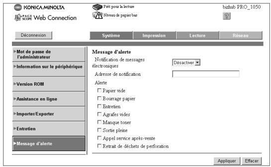 KONICA MINOLTA BIZHUB PRO 1050 1050E - 18.10.7Message d'alerte - 1