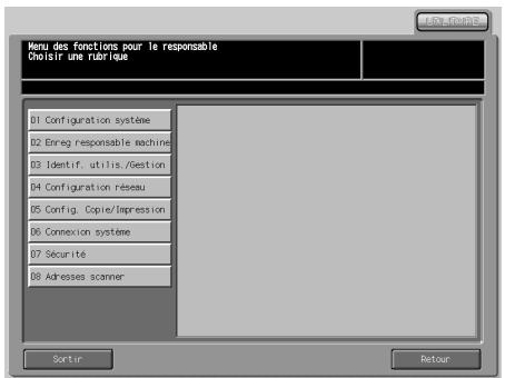 KONICA MINOLTA BIZHUB PRO 1050 1050E - Appuyez sur [01 Configuration système]. - 1