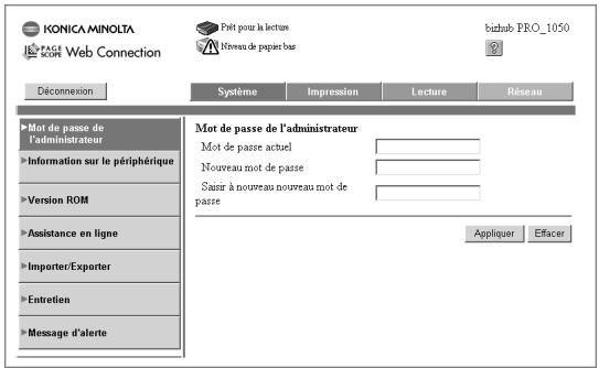 KONICA MINOLTA BIZHUB PRO 1050 1050E - 18.10.1Mot de passer de l'administrateur - 1
