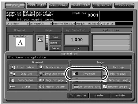 KONICA MINOLTA BIZHUB PRO 1050 1050E - Appuyez sur [Inversion] sur le menu instantané Applications. - 1