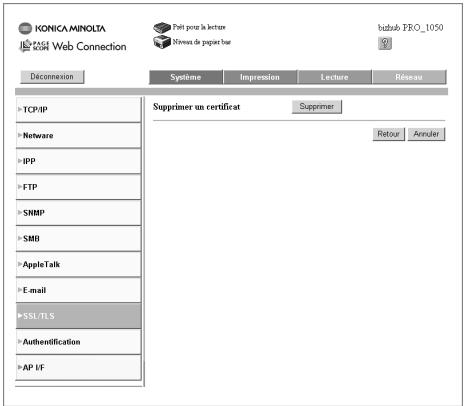 KONICA MINOLTA BIZHUB PRO 1050 1050E - Supprimer un certificat - 3