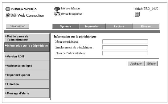 KONICA MINOLTA BIZHUB PRO 1050 1050E - Information sur le périphérique - 1
