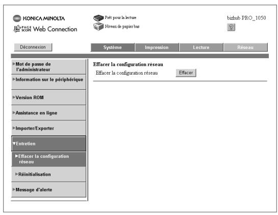 KONICA MINOLTA BIZHUB PRO 1050 1050E - Effacer la configuration réseau - 1