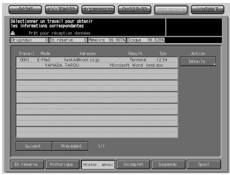 KONICA MINOLTA BIZHUB PRO 1050 1050E - Pour afficher l'historique des envois - 1
