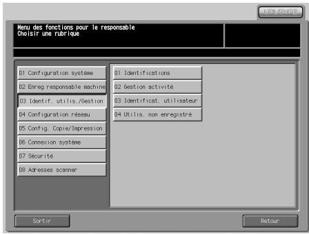 KONICA MINOLTA BIZHUB PRO 1050 1050E - Appuyez sur [03 Identificat. utiliseur]. - 1