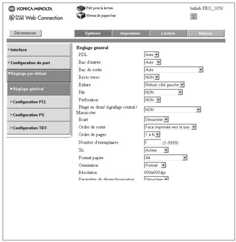 KONICA MINOLTA BIZHUB PRO 1050 1050E - Réglage général - 1
