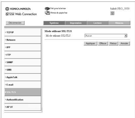 KONICA MINOLTA BIZHUB PRO 1050 1050E - Mode utilisant SSL/TLS - 3