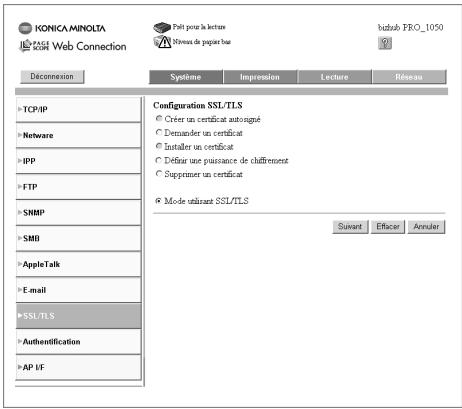KONICA MINOLTA BIZHUB PRO 1050 1050E - Mode utilisant SSL/TLS - 2