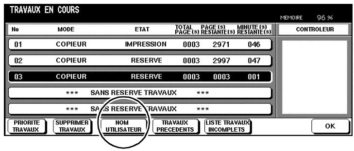 KONICA MINOLTA DI650 - Contrôler le nom de l'utilisateur d'un travail en réserve - 1