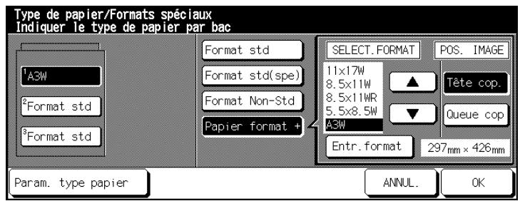 KONICA MINOLTA DI650 - Sélectionnez le format de papier [FORMATS +]. - 1