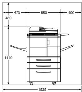 KONICA MINOLTA DI650 - Endommagement du système occasionné par une mauvaise appréciation de l'encombrement - 1