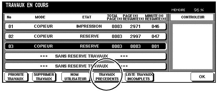 KONICA MINOLTA DI650 - Appeler la liste des travaux déjà effectués - 1