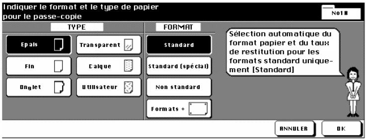 KONICA MINOLTA DI750 - Déterminer le type/format de papier pour le passe-copie - 1