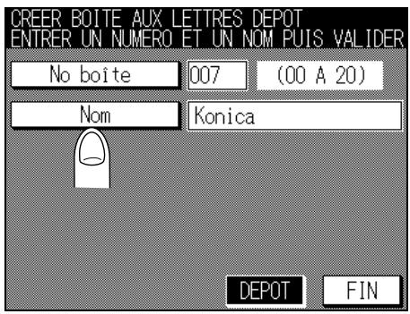 KONICA MINOLTA FK-102 - Pour enregistrer le nom de la boîte de dépôt/relève, appuyez sur NOM. - 1