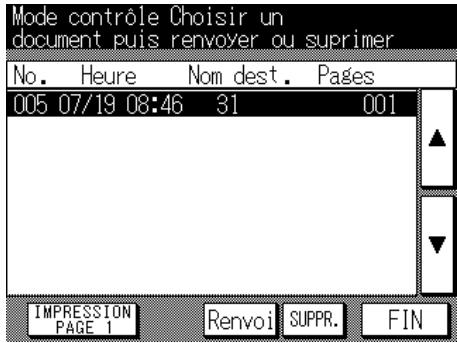 KONICA MINOLTA FK-102 - Appuyez sur  ou sur  pour selectionner le document à renvoyer. - 1