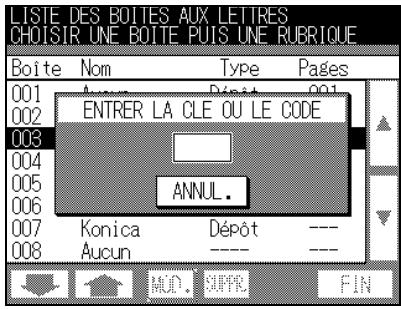 KONICA MINOLTA FK-102 - Le cas échéant, entrez la Clé boîte (4 chiffres) de la boîte aux lettres confidentielle. - 1