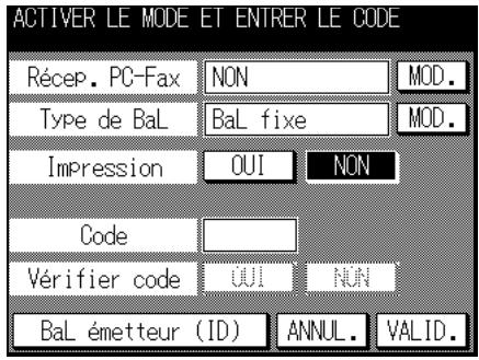 KONICA MINOLTA FK-102 - Appuyez sur MOD. dans l'écran Récep. PC-Fax et sérienonnez OUI. - 1