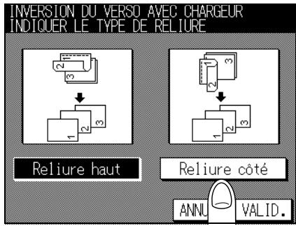 INVERSION DU VERSO AVEC CHARGEUR INDIQUER LE TYPE DE RELIURE Reliure haut Reliure côté ANNU VALID.
