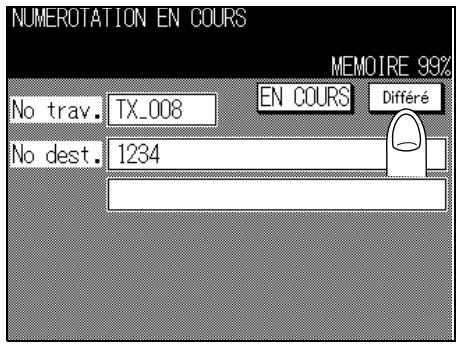 NUMEROTATION EN COURS MEMOIRE 99% No trav. TX_008 EN COURS Différé No dest. 1234