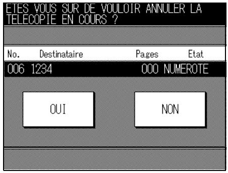 ETES VOUS SUR DE VOULOR ANNULER LA TELECOPIE EN COURS ? No. Destinataire Pages Etat 006 1234 000 NUMEROTE QUI NON