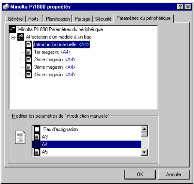 KONICA MINOLTA PI1800 - Définition des paramètres d'imprimante - 1