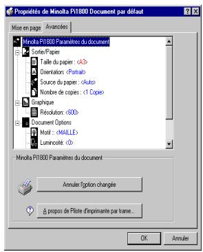 KONICA MINOLTA PI1800 - Propriétés de l'imprimante sous Windows NT 4.0 - 1