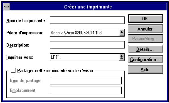 KONICA MINOLTA PI3500 - La boîte de dialogue "Créer imprimante" apparaît. - 1
