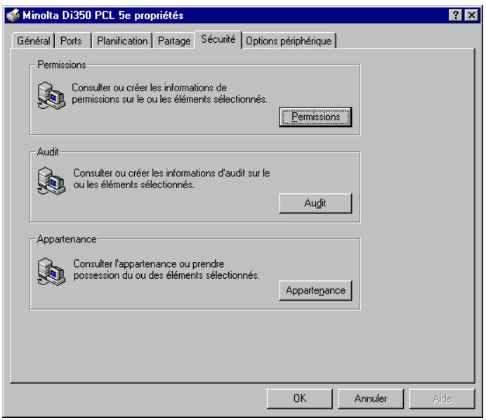 KONICA MINOLTA PI3500 - Onglet "Sécurité" - 1
