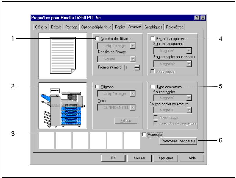 KONICA MINOLTA PI3500 - Fonctions de l'onglet "Avancé" - 1