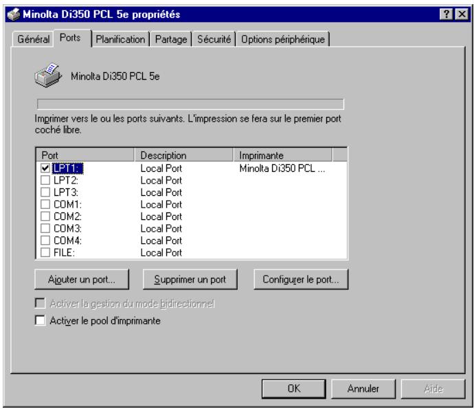 KONICA MINOLTA PI3500 - Onglet "Ports" - 1