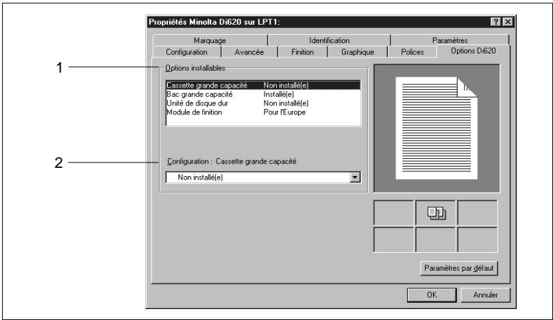 KONICA MINOLTA PI6000 - Fonctions du fichier de propriétés options DI620 - 1