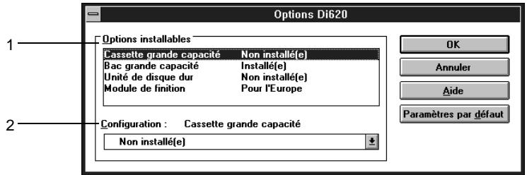 KONICA MINOLTA PI6000 - Fonctions de la boîte de dialogue options DI620 - 1