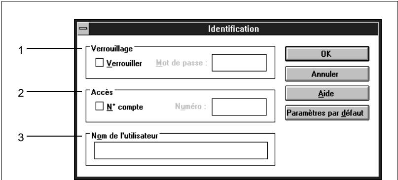 KONICA MINOLTA PI6000 - Fonctions de la boîte de dialogue identification - 1