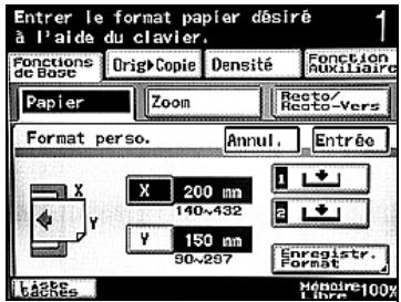 KONICA MINOLTA BIZHUB 250 PH2 5 COPY - Spécifier un papier de format non standard (réglages Format person.) - 4