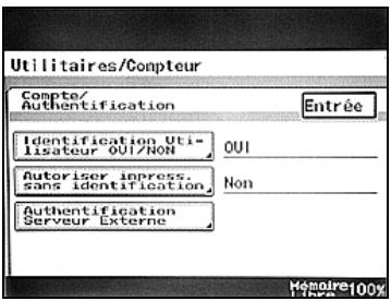 KONICA MINOLTA BIZHUB 250 PH2 5 COPY - Pour afficher l'écran Authentication Utilisateur - 1