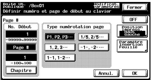 KONICA MINOLTA BIZHUB C252 - Sous "No. Début", tapez la page de départ et les numérios de chapitre. - 1