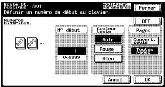 KONICA MINOLTA BIZHUB C252 - Sous "N° début", tapez le numéro de départ sur le clavier. - 1