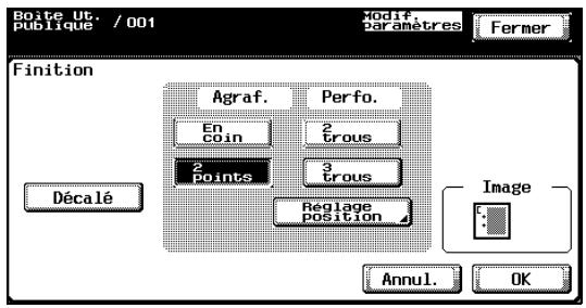 KONICA MINOLTA BIZHUB C252 - Sélectionnez les paramètres d'agrafage et de perforation désirés. - 1