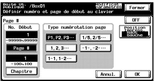 KONICA MINOLTA BIZHUB C252 - Sous "No. Début", tapez la page de départ et les numérios de chapitre. - 1