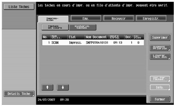 KONICA MINOLTA BIZHUB C253 - Liste des taches - details des taches - 1